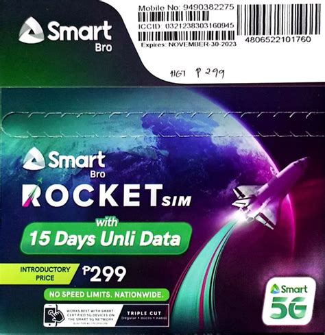 Smart Bro Rocket SIM card 299 with 15 Day Unli Data .